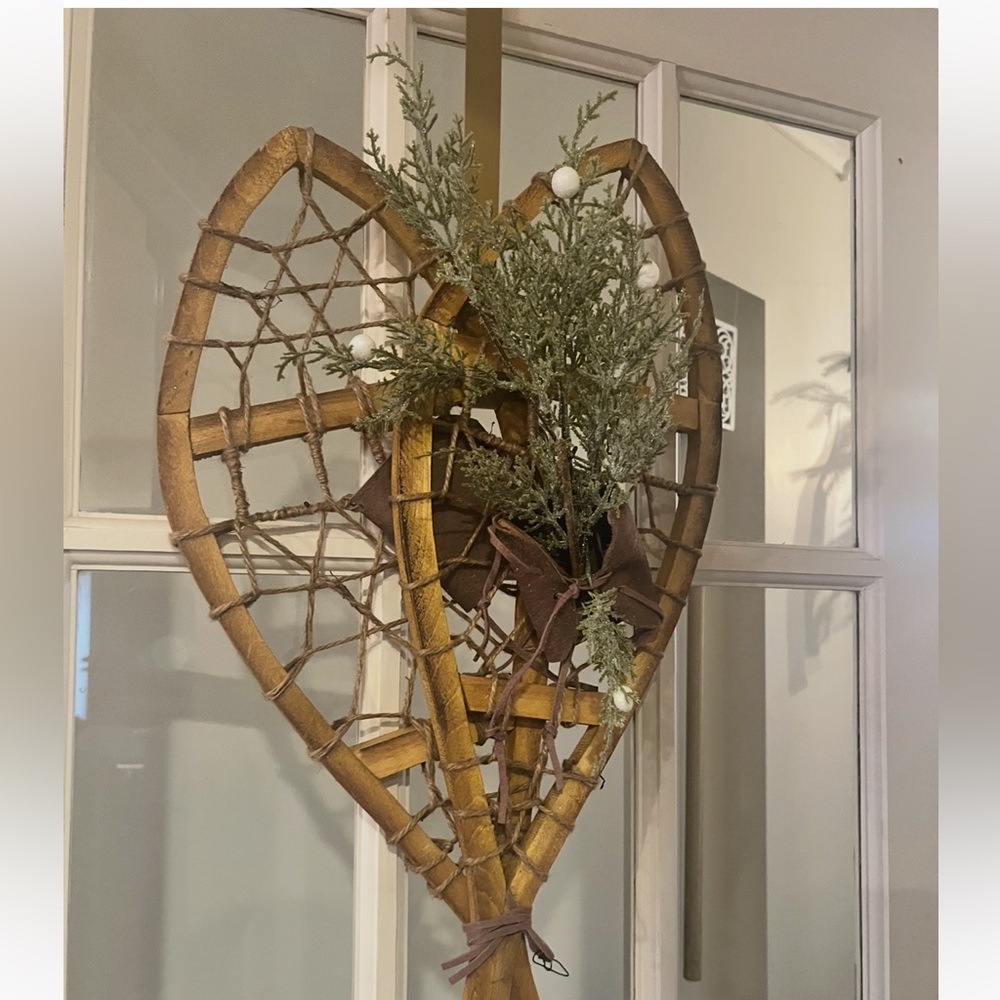 Rustic Snowshoe Wall Decor with Greenery